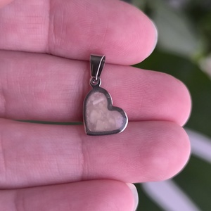 Szív medál, dupla oldalú nemesacél, anyatejjel - ékszer - nyaklánc - medálos nyaklánc - Meska.hu