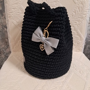 Horgolt fekete táska - táska & tok - kézitáska & válltáska - kézitáska - Meska.hu