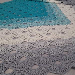 Horgolt kék kendő - ruha & divat - sál, sapka, kendő - kendő - Meska.hu