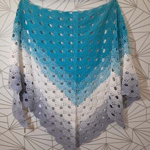 Horgolt kék kendő - ruha & divat - sál, sapka, kendő - kendő - Meska.hu