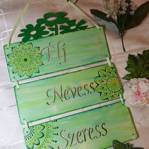 Háromrészes tábla, Otthon & Életmód, Dekoráció, Ajtó- és ablak dekoráció, Ajtótábla, Festett tárgyak, MESKA