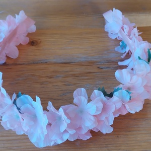 Lágy-rózsaszín fejdísz  - esküvő - hajdísz - fejkoszorú - Meska.hu