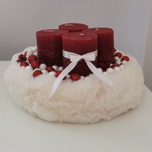Bordó fehér adventi koszorú  - Meska.hu