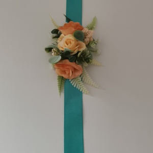 Barack-türkiz csuklódísz - esküvő - ékszer - karkötő & csuklódísz - Meska.hu