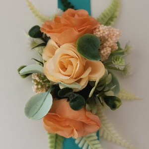 Barack-türkiz csuklódísz, Esküvő, Ékszer, Karkötő & Csuklódísz, Virágkötés, Mindenmás, MESKA