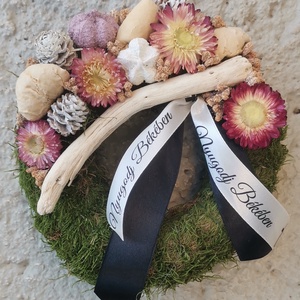 Rózsaszín virágos sírkoszorú - otthon & életmód - vallás - temetkezési tárgy - sírkoszorú, kegyeleti koszorú - Meska.hu