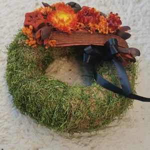 Narancssárga virágos sírkoszorú - otthon & életmód - vallás - temetkezési tárgy - sírkoszorú, kegyeleti koszorú - Meska.hu