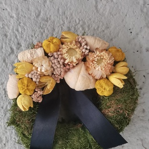 Sárga száraztermés sírkoszorú - Meska.hu
