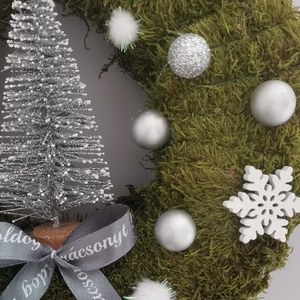 Fenyős ezüst ajtódísz  - karácsony - adventi díszek - adventi ajtódísz - Meska.hu