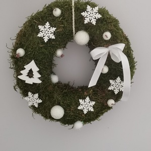 Fehér ajtódísz , Karácsony, Adventi díszek, Adventi ajtódísz, Virágkötés, Mindenmás, MESKA