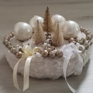 Arany fehér adventi koszorú  - Meska.hu