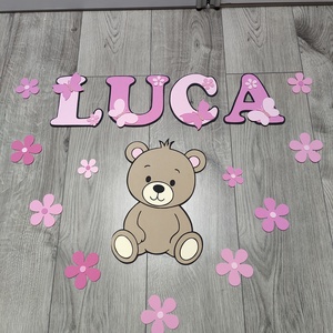 Egyedi névre szóló faldekoráció - macis névtábla gyerekszobába ?, Baba - mama, Babaszoba dekoráció, Babanév dekoráció, Dekorgumi, MESKA