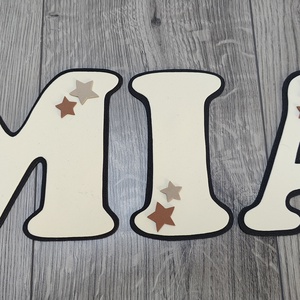 Bézs-barna macis névtábla � Természetes stílusú babaszoba dekor � - baba - mama - babaszoba dekoráció - babanév dekoráció - Meska.hu