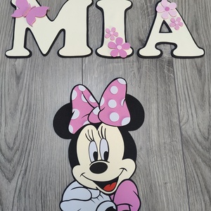 � Minnie egér stílusú névre szóló dekoráció kislányoknak - baba - mama - babaszoba dekoráció - babanév dekoráció - Meska.hu