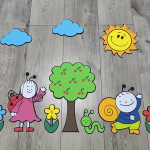 � Vidám Bogárkák és Napocska � Egyedi Gyerekszoba Falidekoráció Szett � - baba - mama - babaszoba dekoráció - gyerekszoba falmatrica - Meska.hu