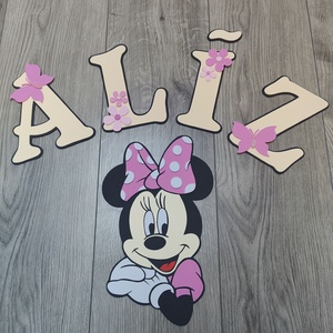 Egyedi névre szóló Minnie egeres fali dekoráció � Kézzel készült gyerekszoba dísz - Meska.hu