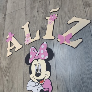 Egyedi névre szóló Minnie egeres fali dekoráció � Kézzel készült gyerekszoba dísz - baba - mama - babaszoba dekoráció - babanév dekoráció - Meska.hu