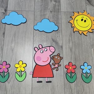 Peppa malac fali dekoráció szett � vidám kerti mesejelenet - baba - mama - babaszoba dekoráció - babaposzter - Meska.hu