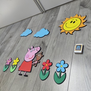Peppa malac fali dekoráció szett � vidám kerti mesejelenet - baba - mama - babaszoba dekoráció - babaposzter - Meska.hu