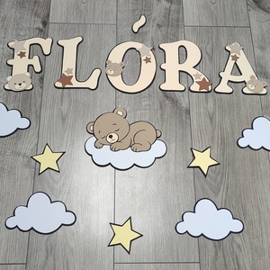  FLÓRA macis fali névtábla és gyerekszoba dekoráció - baba - mama - babaszoba dekoráció - babanév dekoráció - Meska.hu