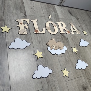  FLÓRA macis fali névtábla és gyerekszoba dekoráció - baba - mama - babaszoba dekoráció - babanév dekoráció - Meska.hu