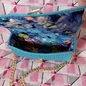 Azurkék kanava táska  - táska & tok - kézitáska & válltáska - alkalmi táska - Meska.hu