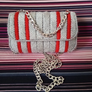 Szürke - bordó kanava táska  - Meska.hu