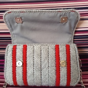 Szürke - bordó kanava táska  - táska & tok - kézitáska & válltáska - alkalmi táska - Meska.hu