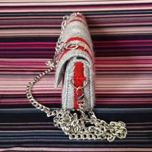 Szürke - bordó kanava táska  - táska & tok - kézitáska & válltáska - alkalmi táska - Meska.hu