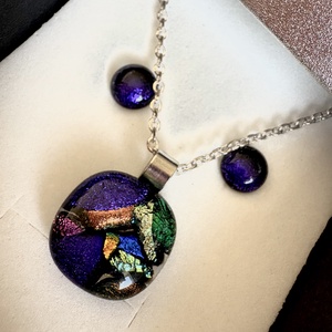 Egyedi Kézműves Dichroic Üvegékszer Szett, Ékszer, Ékszerszett, Ékszerkészítés, Üvegművészet, MESKA