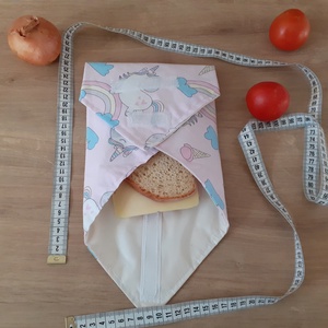 Újraszalvéta, vízhatlan örökszalvéta, szendvics csomagoló - unikornis - snackbag - szendvics csomagoló - szendvics csomagoló - Meska.hu
