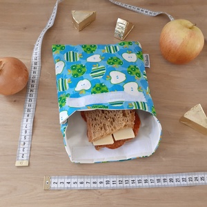 Uzsonnástasak, vízhatlan szendvics csomagoló - alma - snackbag - táska & tok - bevásárlás & shopper táska - shopper, textiltáska, szatyor - Meska.hu
