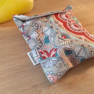 Uzsonnástasak, vízhatlan szendvics csomagoló - mandala - snackbag újratasak, vízálló tok, wetbag, betéttartó - táska & tok - uzsonna- & ebéd tartó - szendvics csomagoló - Meska.hu