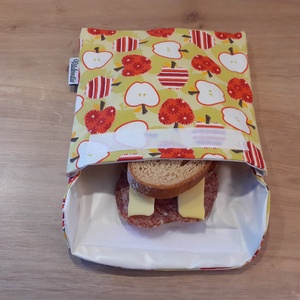 Uzsonnástasak, vízhatlan szendvics csomagoló - alma - snackbag, újratasak, vízálló tok, betéttartó - táska & tok - uzsonna- & ebéd tartó - szendvics csomagoló - Meska.hu