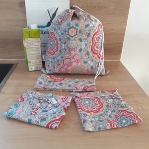 Mandala kicsi hulladékmentes kezdőcsomag - kenyereszsák, uzsonnástasak, újraszalvéta, evőeszköztartó - táska & tok - bevásárlás & shopper táska - kenyeres zsák - Meska.hu
