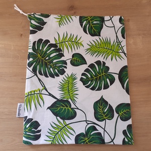 Zöld leveles bevásárlózsák - bevásárló szatyor, vászon zsák, öko zacskó, gyümölcsös, zöldséges - táska & tok - bevásárlás & shopper táska - zöldség/gyümölcs zsák - Meska.hu