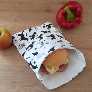 Uzsonnástasak, vízhatlan szendvics csomagoló -  kutyaparádé - snackbag, újratasak, vízálló tok, betéttartó - táska & tok - uzsonna- & ebéd tartó - szendvics csomagoló - Meska.hu