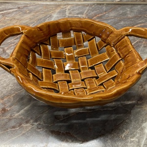 Mázas kerámia fonott tál - otthon & életmód - dekoráció - asztal és polc dekoráció - dekorációs tál, tartó - Meska.hu