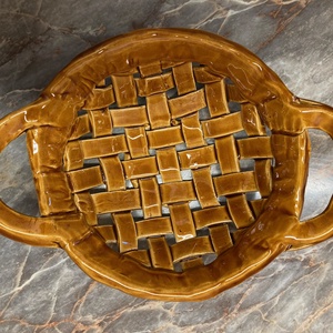 Mázas kerámia fonott tál - otthon & életmód - dekoráció - asztal és polc dekoráció - dekorációs tál, tartó - Meska.hu