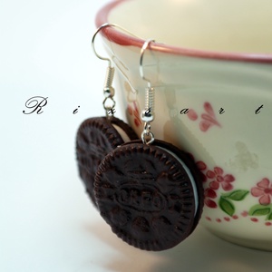 Oreo keksz fülbevaló, Ékszer, Fülbevaló, Lógó fülbevaló, Ékszerkészítés, Gyurma, MESKA