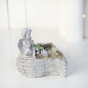 Tartós sírdísz, Angyalkás Sírdísz, mindenszenteki sírdisz - otthon & életmód - vallás - temetkezési tárgy - sírdísz, kegyeleti dísz - Meska.hu