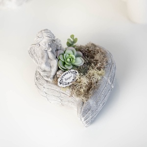 Tartós sírdísz, Angyalkás Sírdísz, mindenszenteki sírdisz - otthon & életmód - vallás - temetkezési tárgy - sírdísz, kegyeleti dísz - Meska.hu