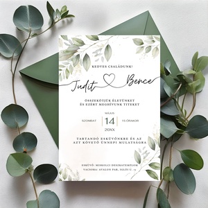 Greenery Elegancia Esküvői Meghívó, Zöldellő Elegancia - Tökéletes Esküvői Meghívó a Természet Szépségével greenery1 - esküvő - meghívó & kártya - meghívó - Meska.hu