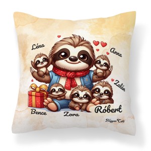 Névvel kérhető - Cuki lajhár Apa és öt gyerek mintás párna - Meska.hu
