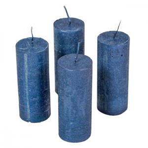 Rusztikus metál henger gyertya 40x100mm - sötét kék szett, Kellékek & szerszámok, Vegyes alapanyag, Dekorációs gyertya, , MESKA