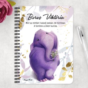Személyre szabható - Tündéri lila elefánt mintás A6-os füzet - otthon & életmód - papír, írószer - jegyzetfüzet & napló - Meska.hu