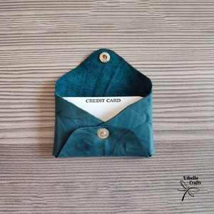 Gyűrt zöldes-kék egyfakkos kártyatartó - táska & tok - pénztárca & más tok - kártyatartó & irattartó - Meska.hu