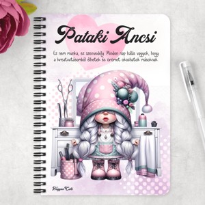 Személyre szabható - Fodrász manólány az asztalnál mintás A5-ös füzet - otthon & életmód - papír, írószer - jegyzetfüzet & napló - Meska.hu