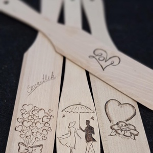 Falapát Szerelem ( 4 db /csomag) - otthon & életmód - konyhafelszerelés, tálalás - sütés, főzés - fakanál & fakanáltartó - Meska.hu