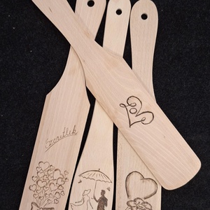 Falapát Szerelem ( 4 db /csomag) - otthon & életmód - konyhafelszerelés, tálalás - sütés, főzés - fakanál & fakanáltartó - Meska.hu